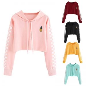 Women Embroidery Zipper Crop Top