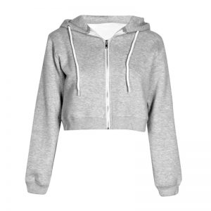 Lace Up Zip Up Crop Top Hoodie