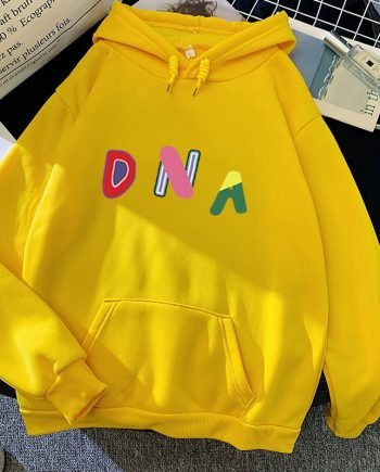 Colorful DNA Printed Unisex Pullover Cotton Hoodie ( Yellow )