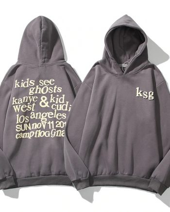 Kanye West Kids See Ghosts Letter Printed Grey Hoodie