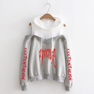 Rip Bone Revenge Sweater Off-Shoulder Hoodie
