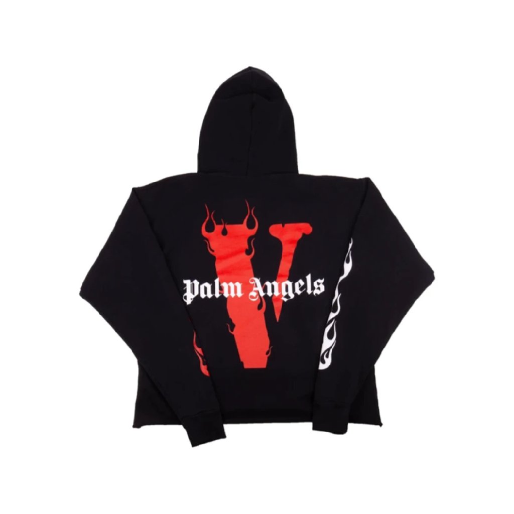 Vlone x Palm Angels Red Logo Hoodie - Black || VLONE