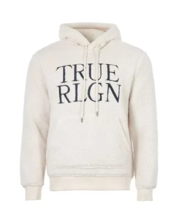 True Religion Men's Natural Pull Over Sherpa Hoodie