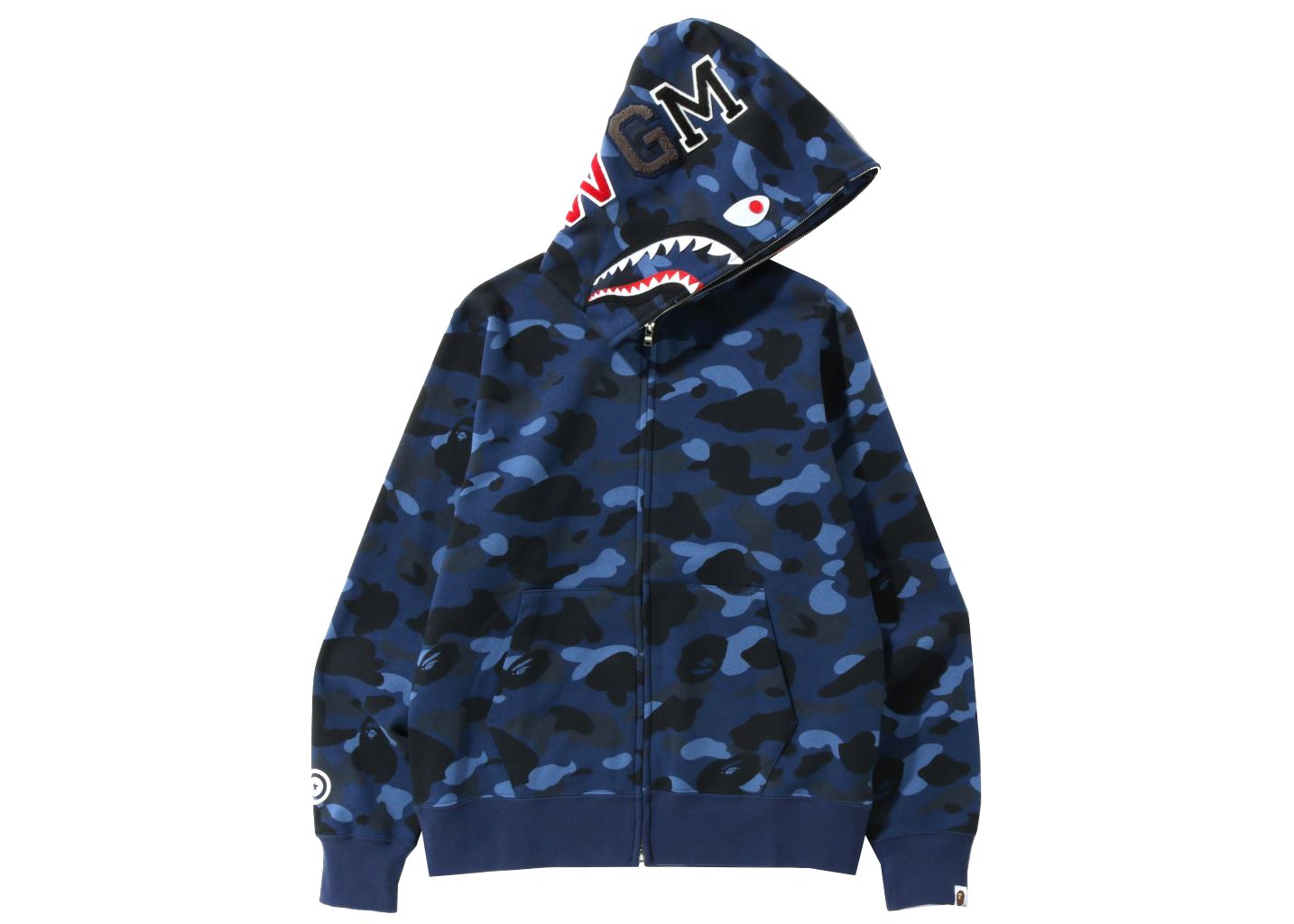 BAPE Color Camo Shark Full Zip Hoodie (SS22) - Navy Blue